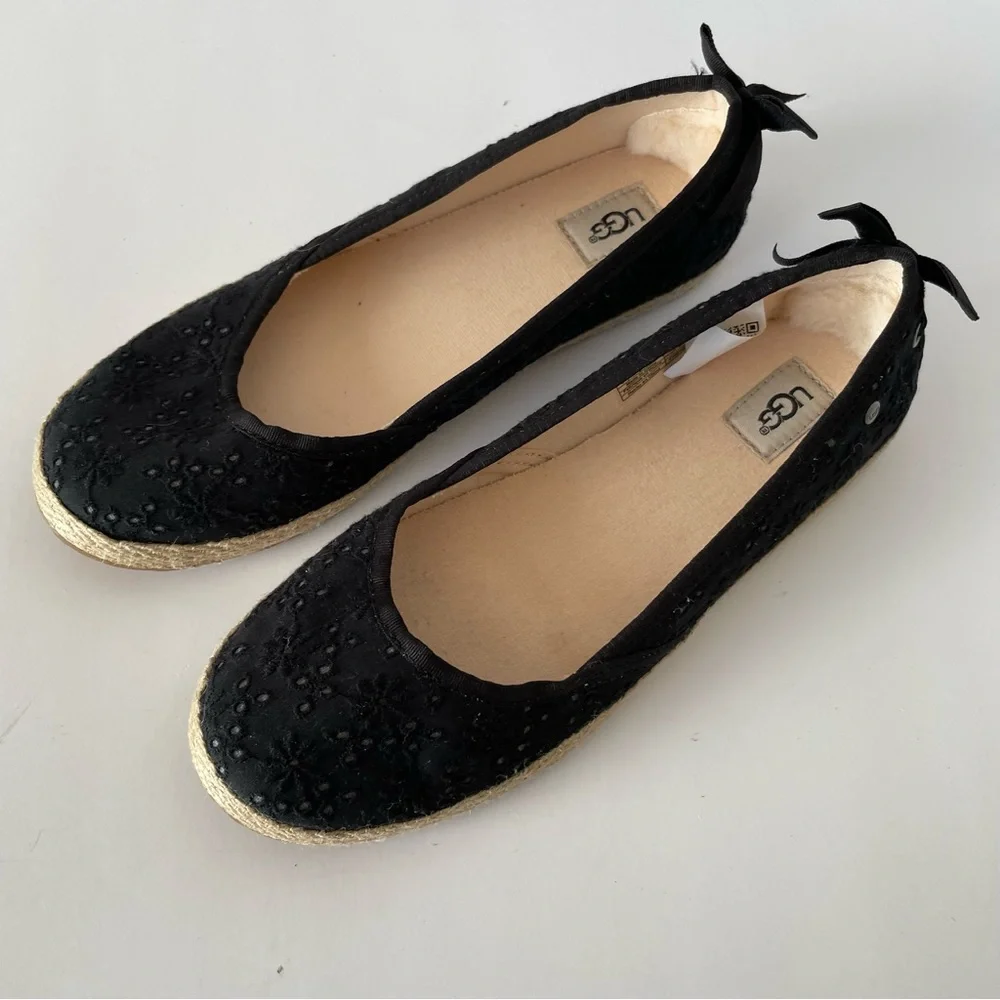 UGG Tassey Eyelet Black Flats Size 4US